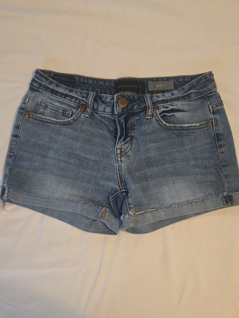 Aeropostale Women's Medium Wash Denim Cutoff Shorts